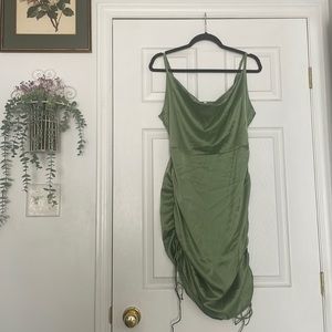Ruched green sexy cocktail dress